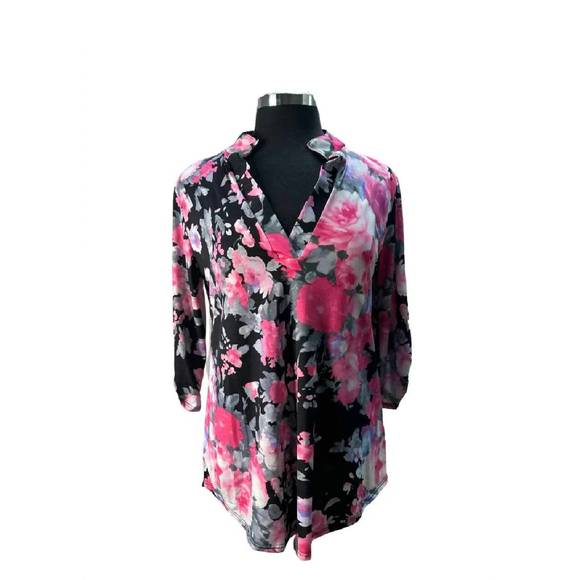 Heimish USA Full Size Multi Color Floral Blazers with Tunic in Off White for Women, Made in Mexico